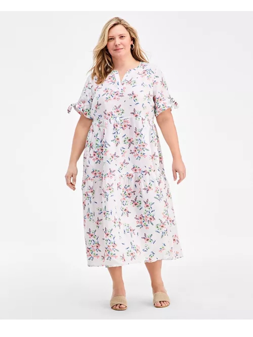 Charter Club White Floral Maxi Dress